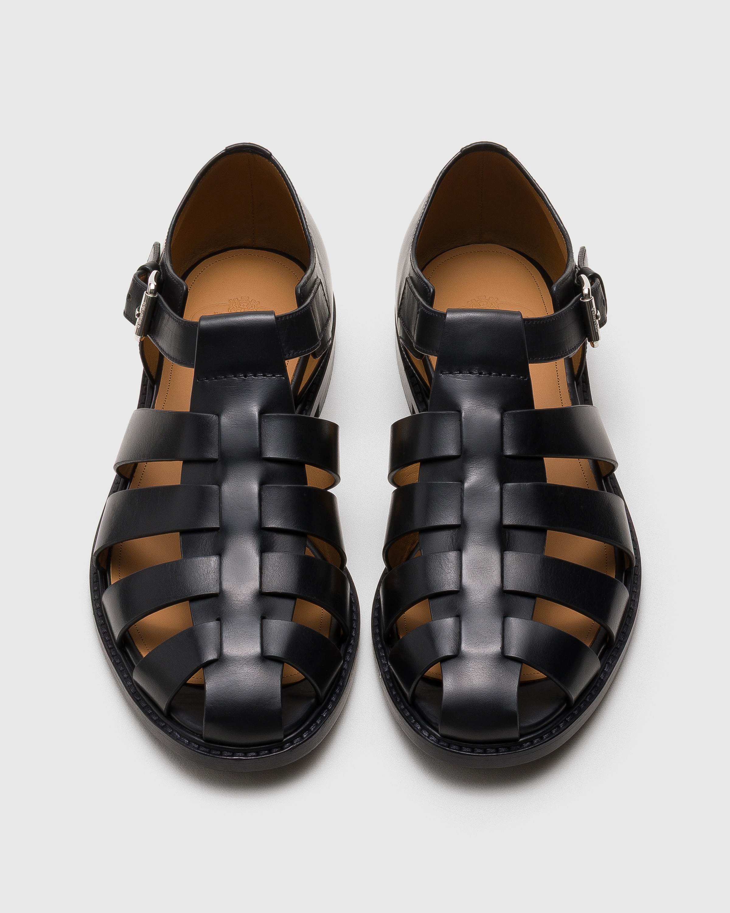 Black Calfskin Leather Sandal | Church display picture 3